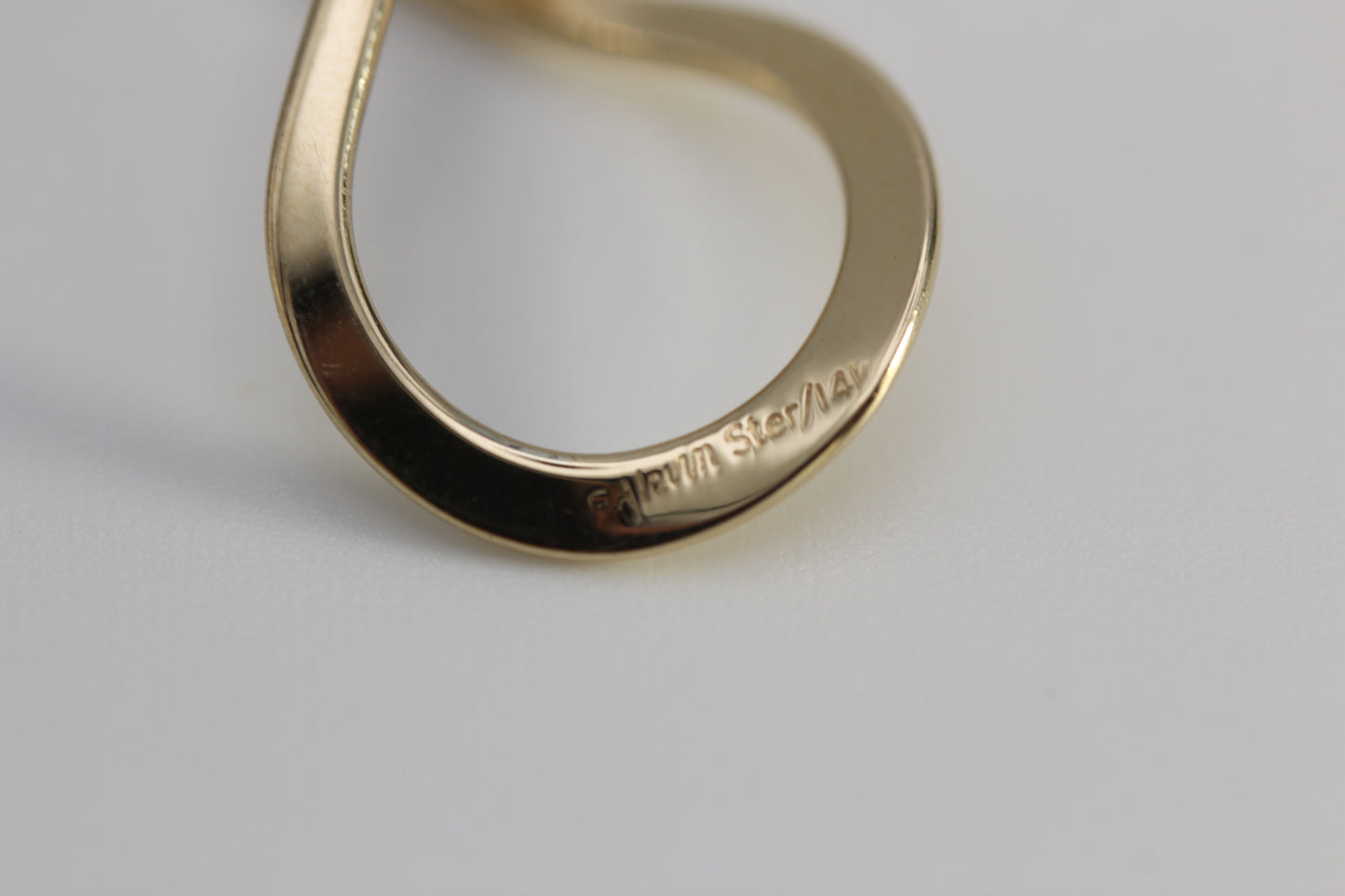 Vintage Ed Levin Sterling Silver 925 & 14k Yellow Gold Endless Braid Pierced Earrings 1-7/8 in