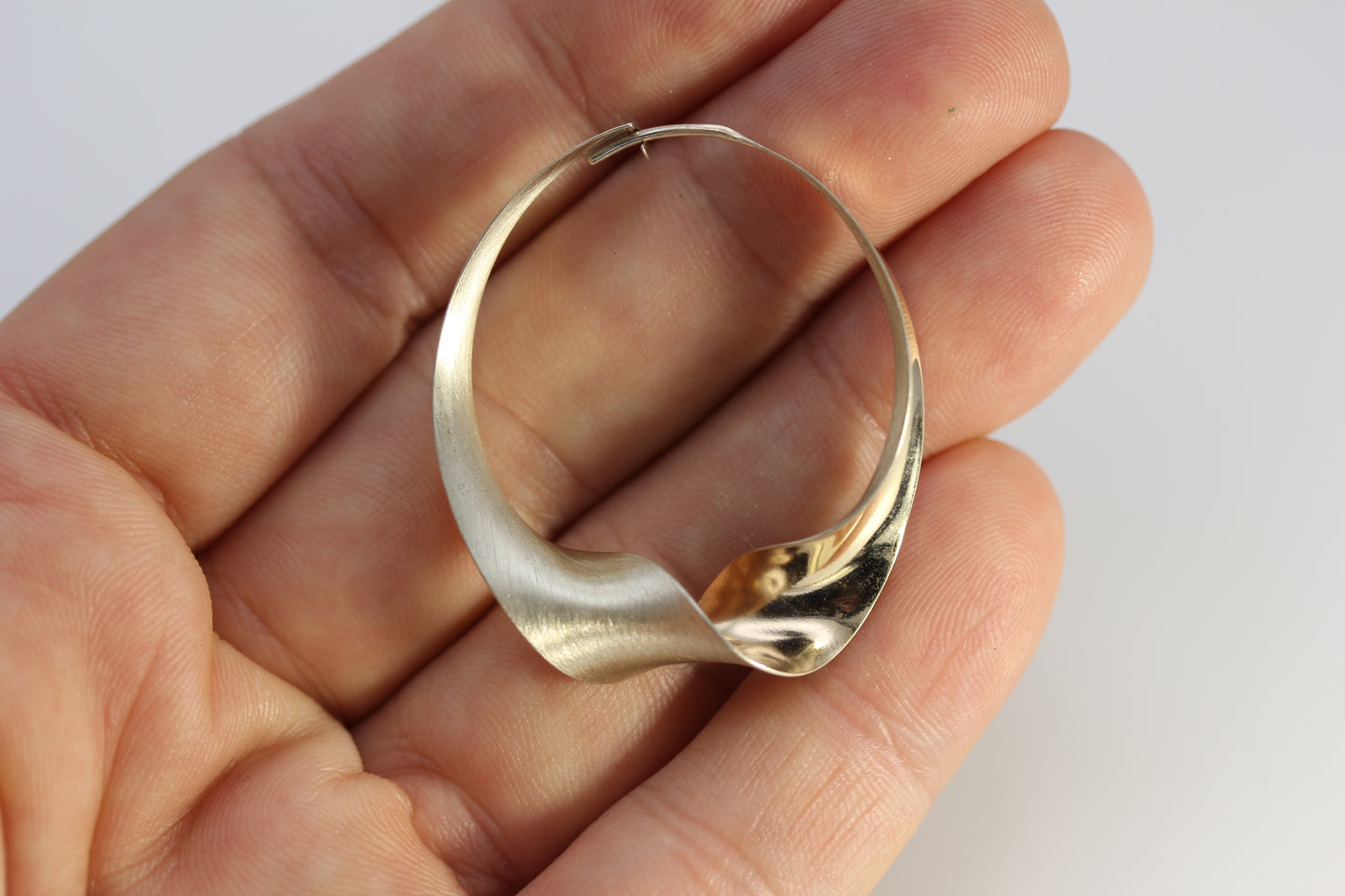 Vintage Gerhard Herbst Sterling Silver 925 & 14k Twist Hoop Earrings 1.5 in 5 gr