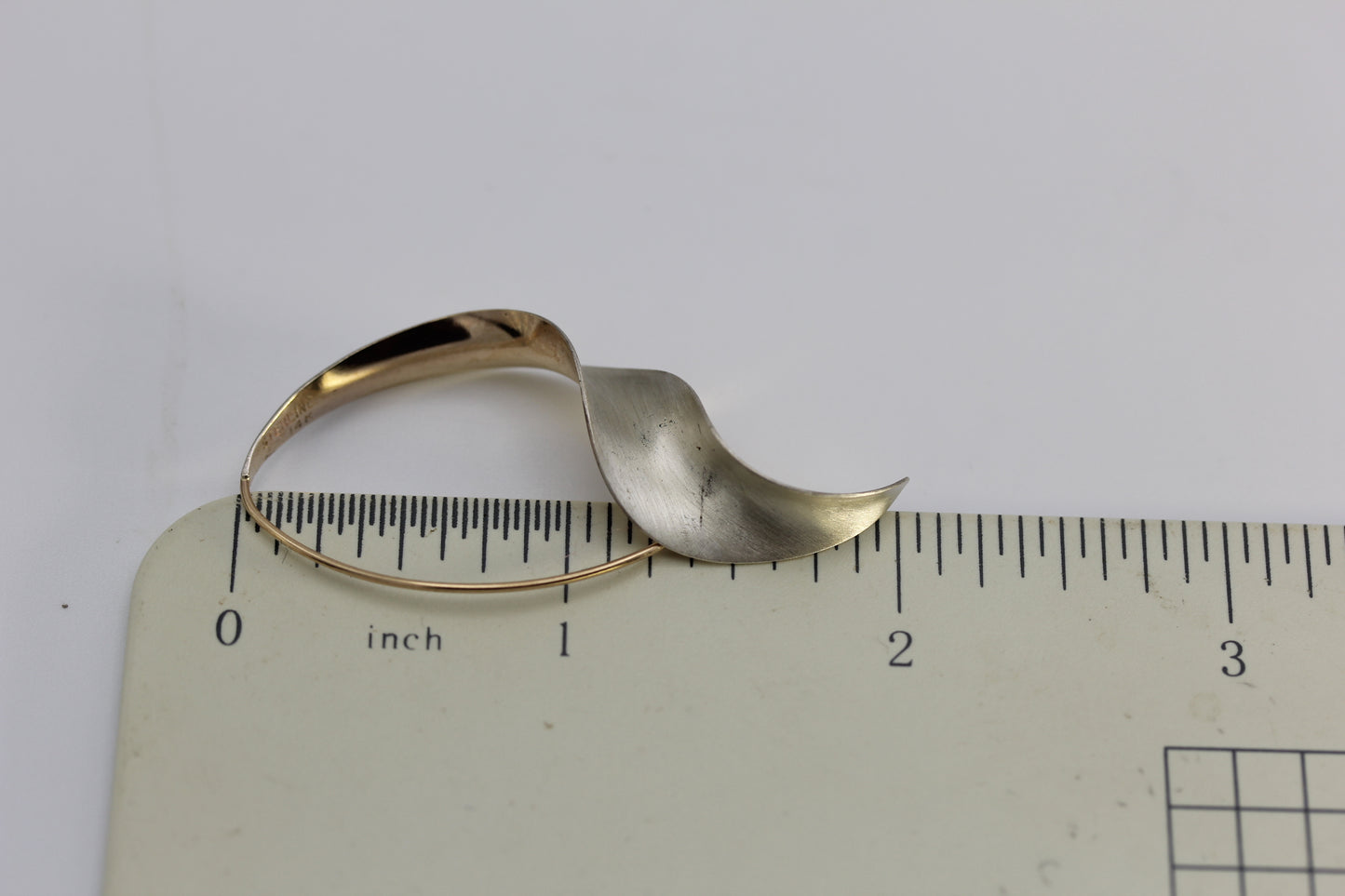 Vintage Gerhard Herbst Sterling Silver 925 & 14k Freemform Hoop Earrings 2 in 4.5 gr