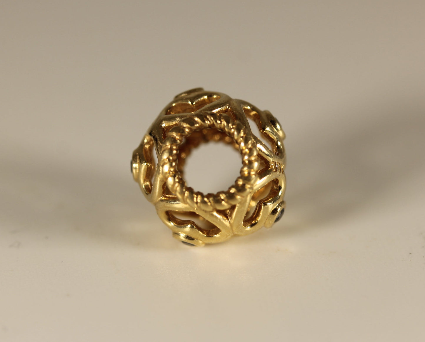 Pandora 14k Gold Heart Black Diamond Openwork Charm Bead - #750466DB
