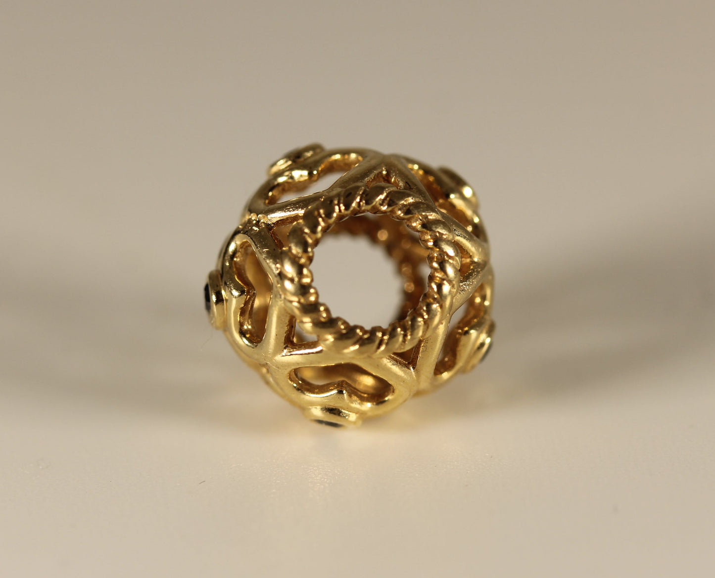 Pandora 14k Gold Heart Black Diamond Openwork Charm Bead - #750466DB
