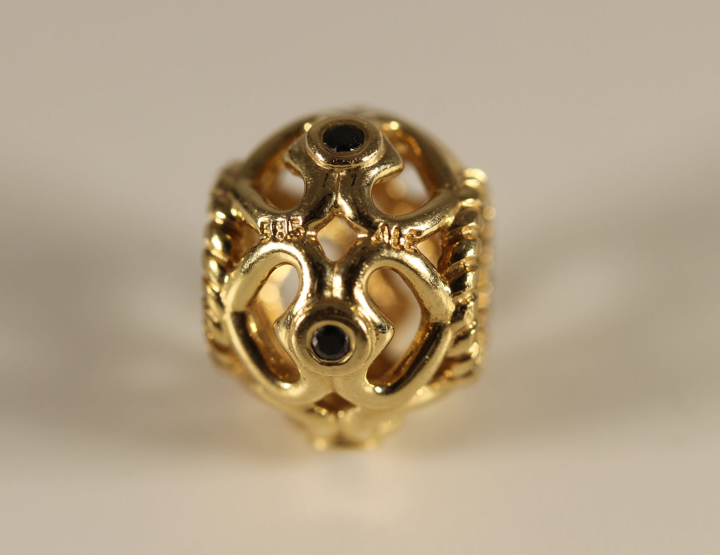 Pandora 14k Gold Heart Black Diamond Openwork Charm Bead - #750466DB