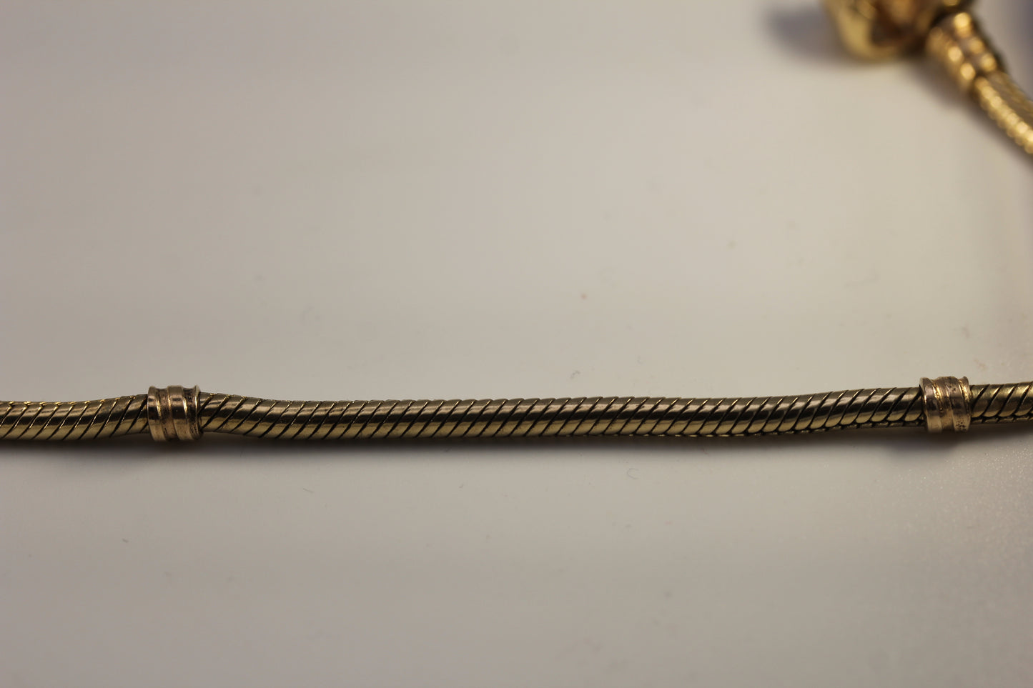 Pandora Moments 14k Yellow Gold Snake Chain Bracelet Barrel Clasp 7.5in (19cm)