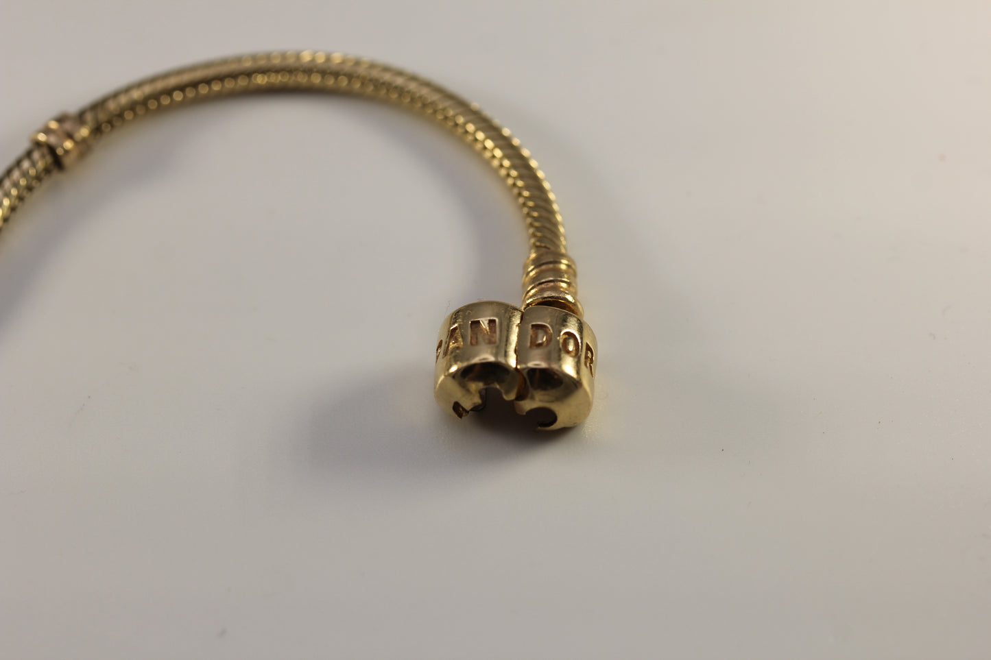 Pandora Moments 14k Yellow Gold Snake Chain Bracelet Barrel Clasp 7.5in (19cm)