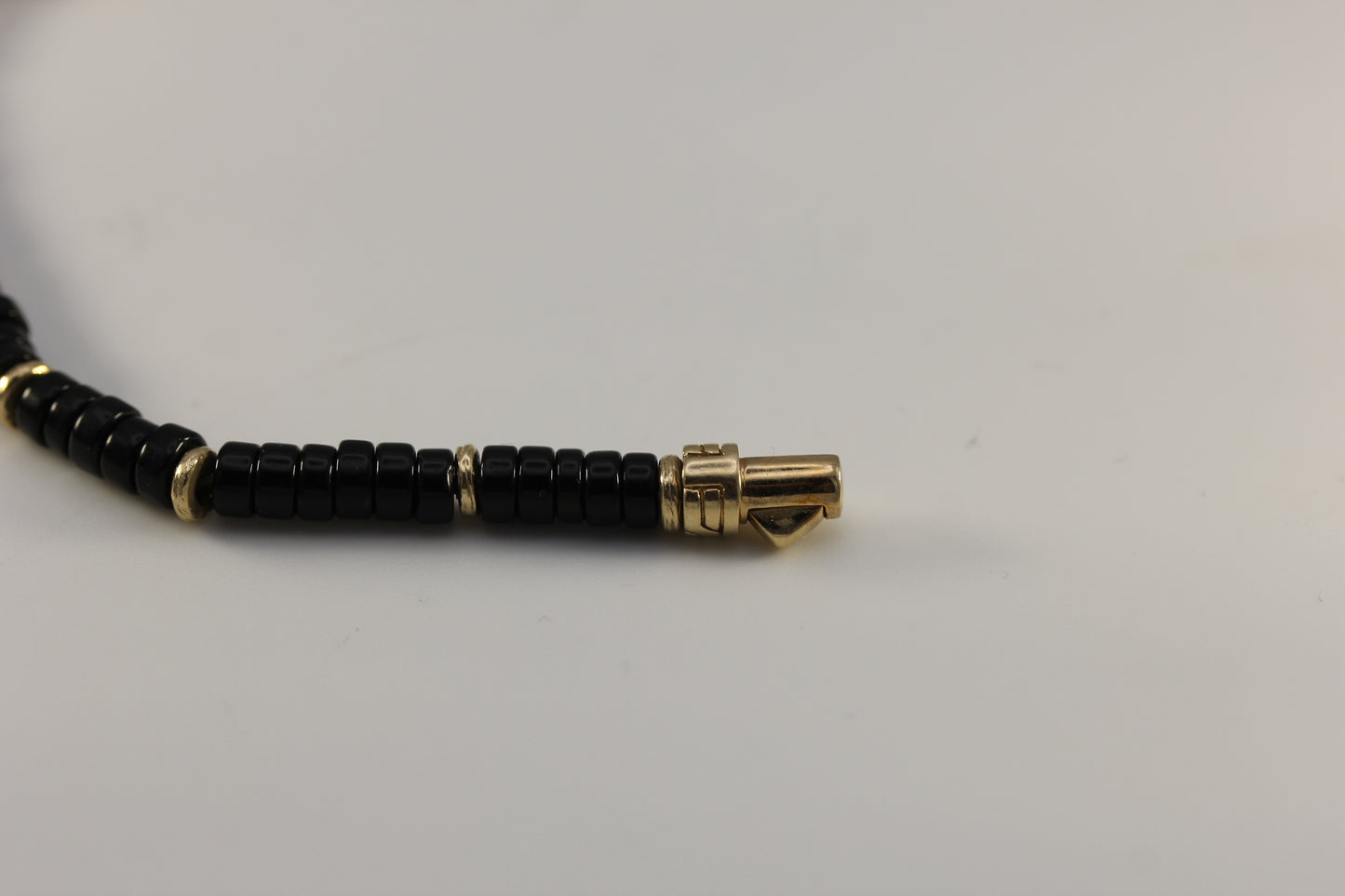 John Hardy 14K Yellow Gold Onyx Heishi Bracelet ~7.25in