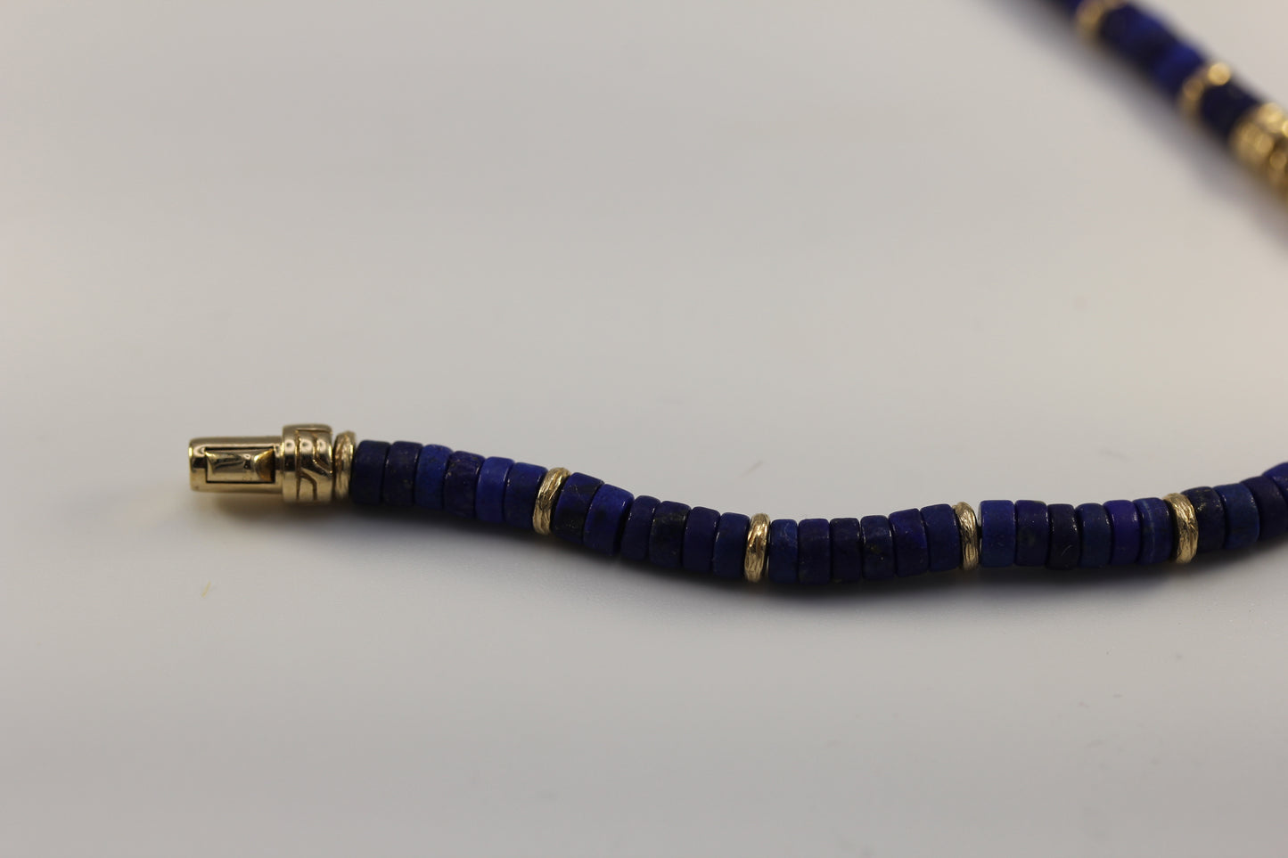John Hardy 14K Yellow Gold Lapis Heishi Bracelet ~7.25in