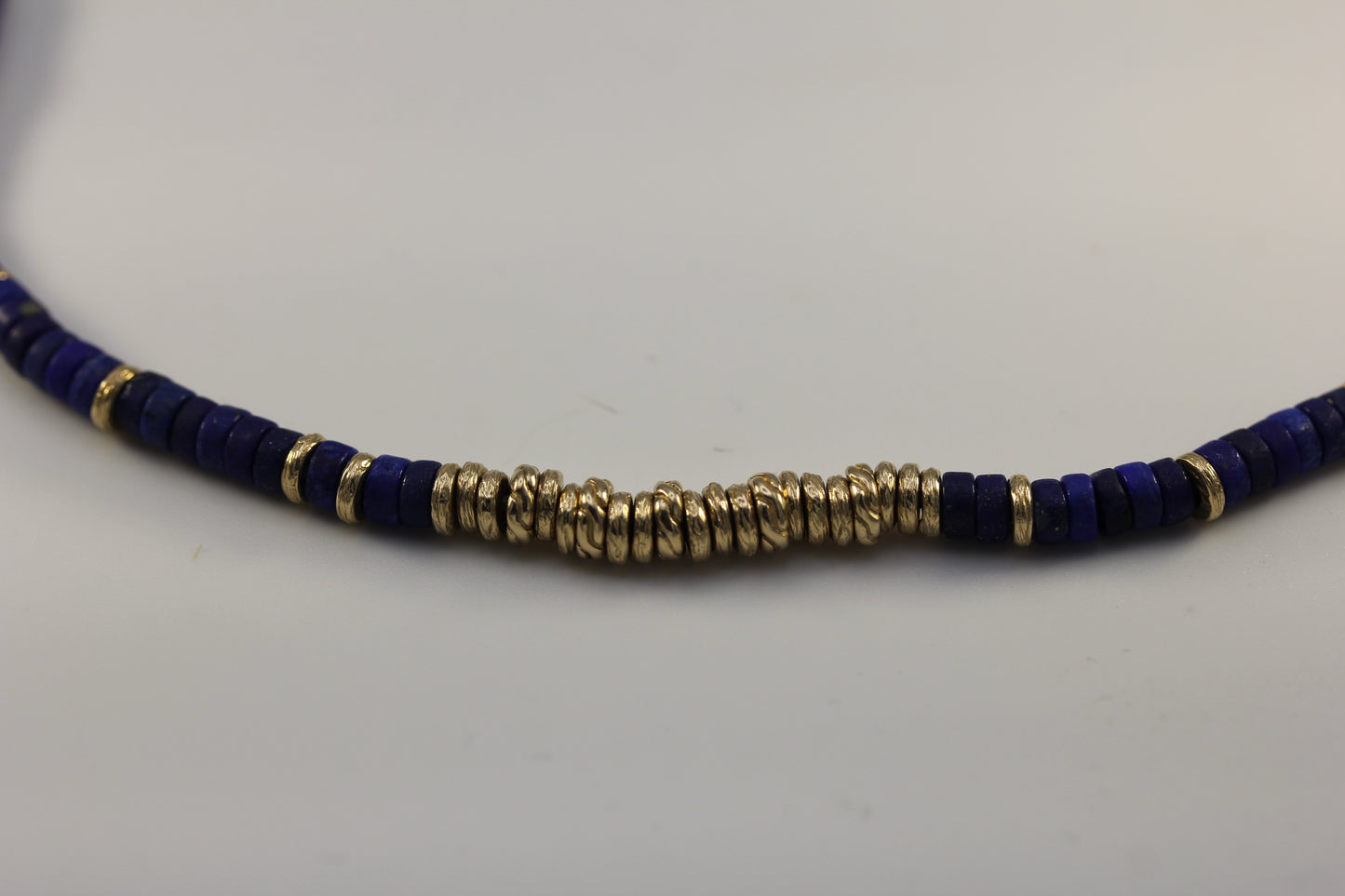 John Hardy 14K Yellow Gold Lapis Heishi Bracelet ~7.25in