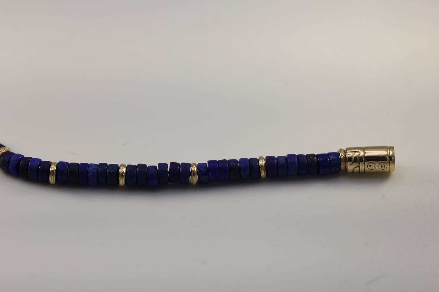 John Hardy 14K Yellow Gold Lapis Heishi Bracelet ~7.25in