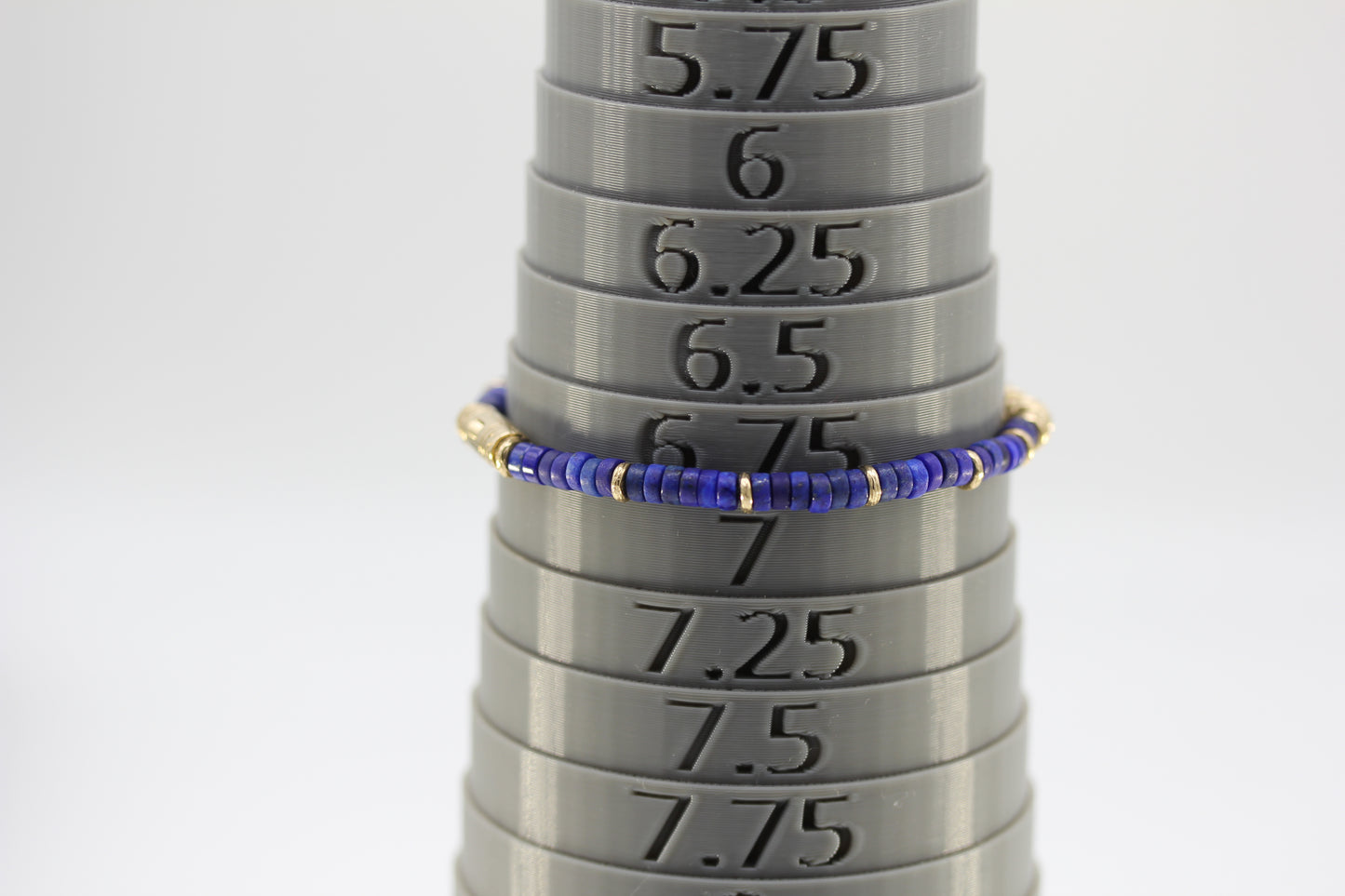 John Hardy 14K Yellow Gold Lapis Heishi Bracelet ~7.25in