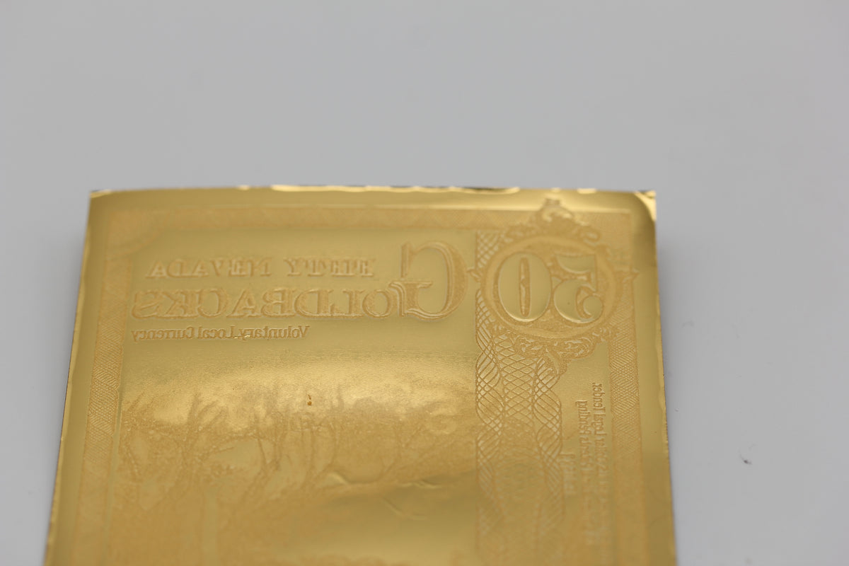 Nevada 50 Goldbacks 2020 Aurum Gold Foil Note 1/20th Troy Oz 24KT Goldback