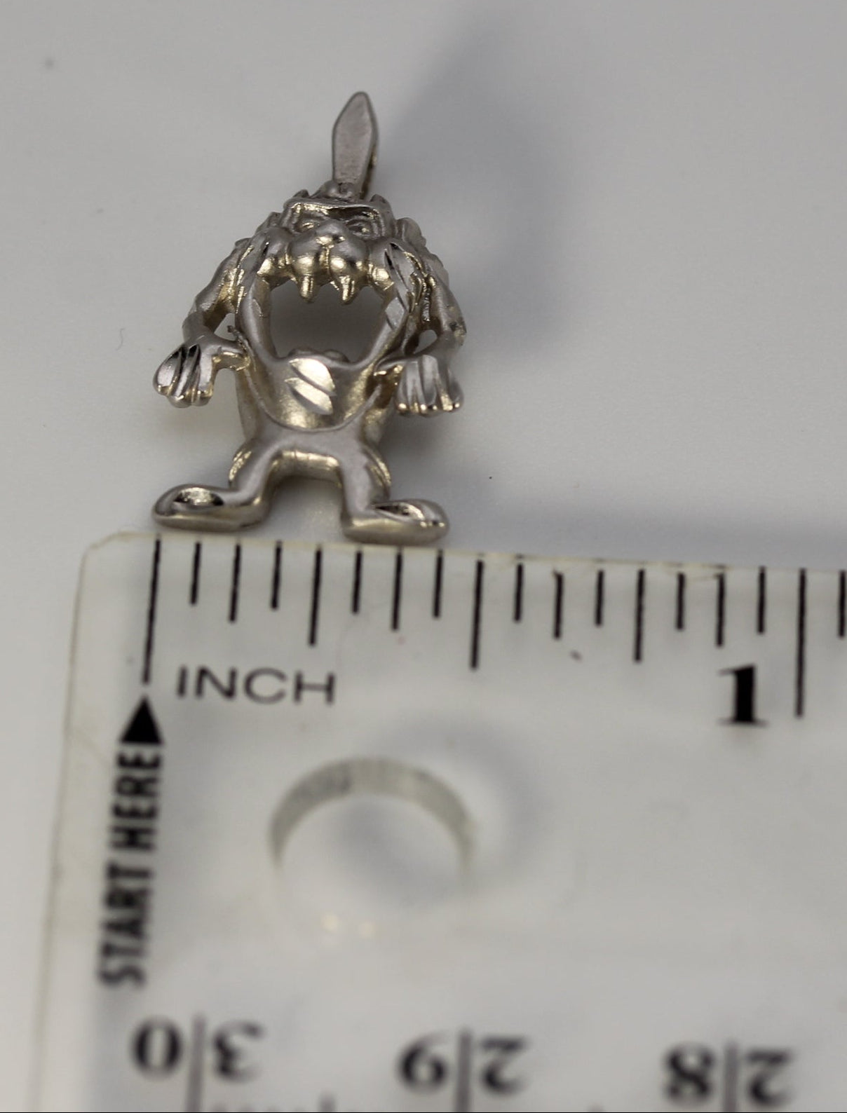 14k White Gold Tazmanian Devil Taz Pendant Warner Brothers Cartoon Charm