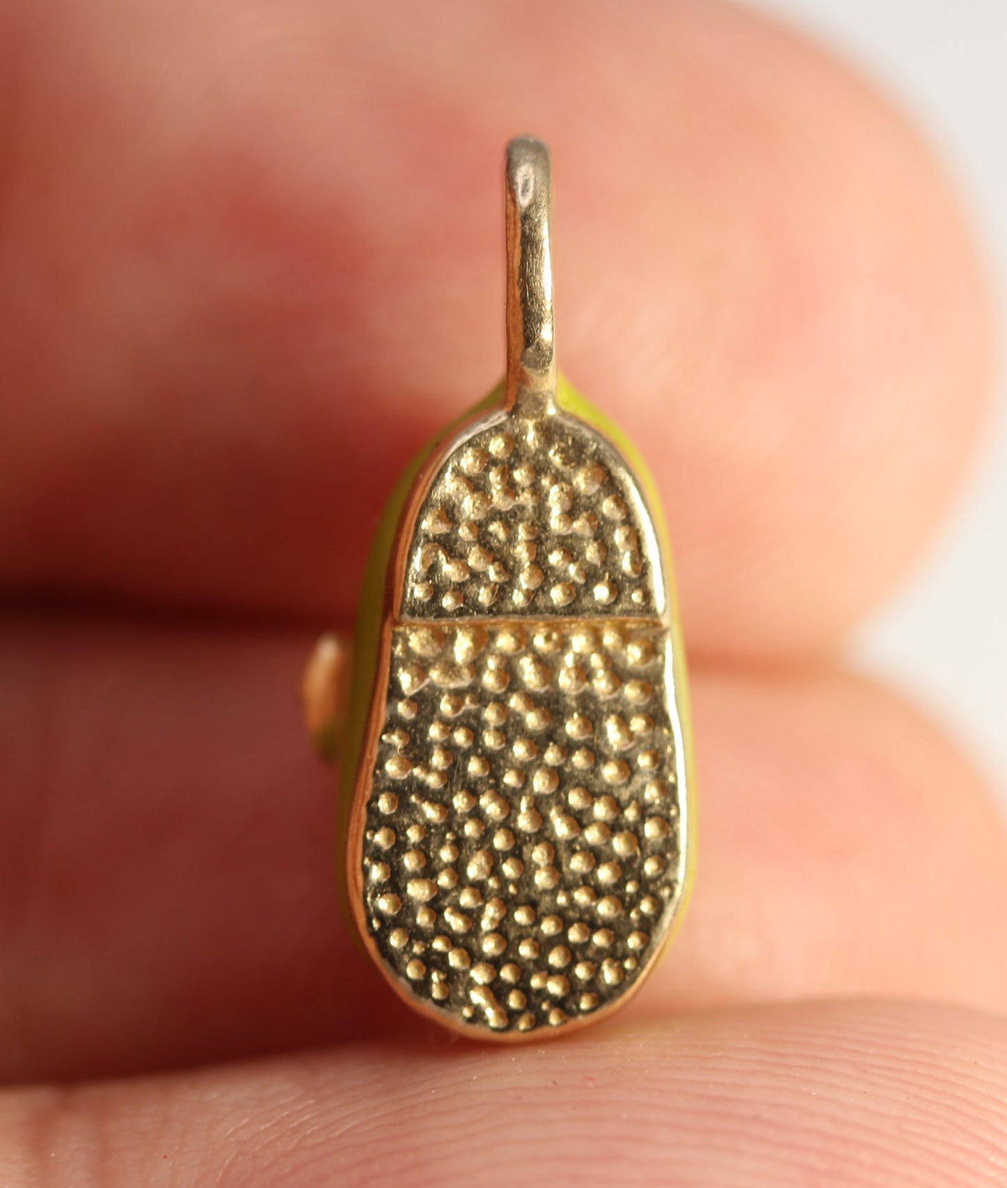 10k Yellow Gold Green Enamel Baby Shoe Pendant Charm