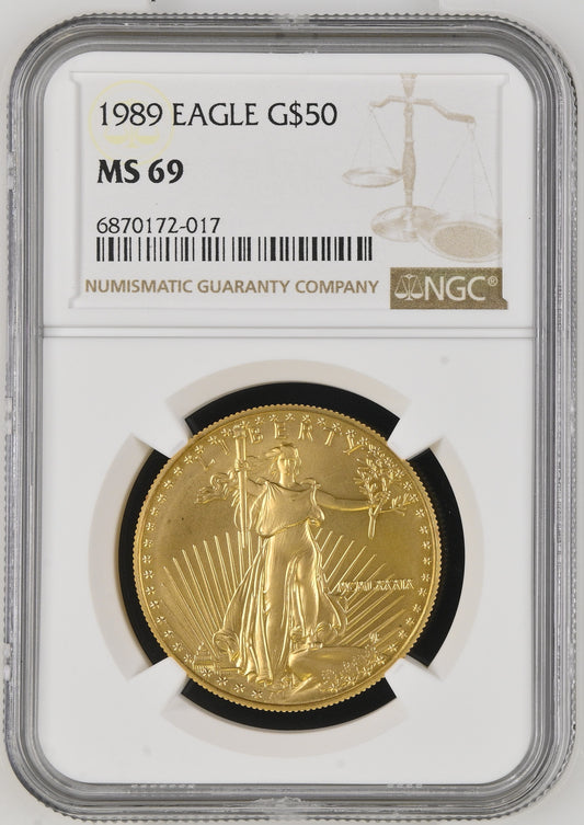1989 1 oz Gold American Eagle 50$ Bullion Gold Coin - NGC MS 69