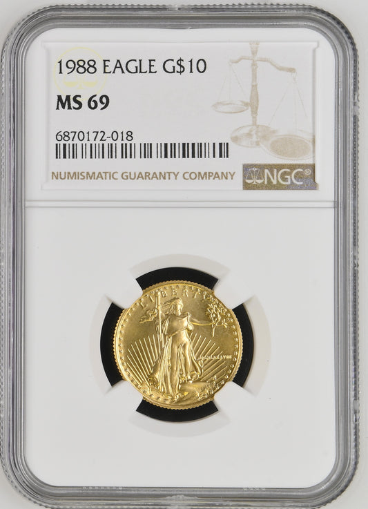 1988 1/4 oz Gold American Eagle 10$ Bullion Gold Coin - NGC MS 69