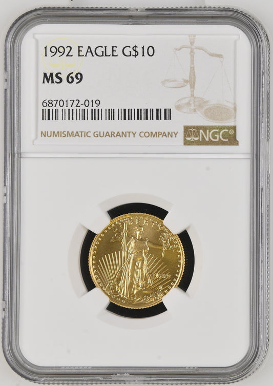 1992 1/4 oz Gold American Eagle 10$ Bullion Gold Coin - NGC MS 69