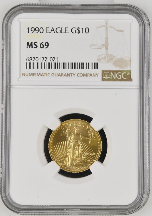 1990 1/4 oz Gold American Eagle 10$ Bullion Gold Coin - NGC MS 69
