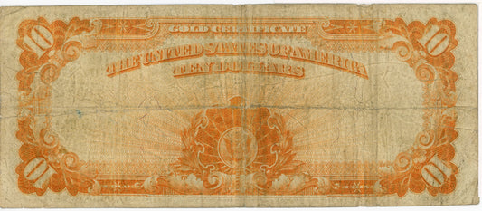 1922 $10 Dollar Bill Gold Certificate Speelman White F-1173 K8724864