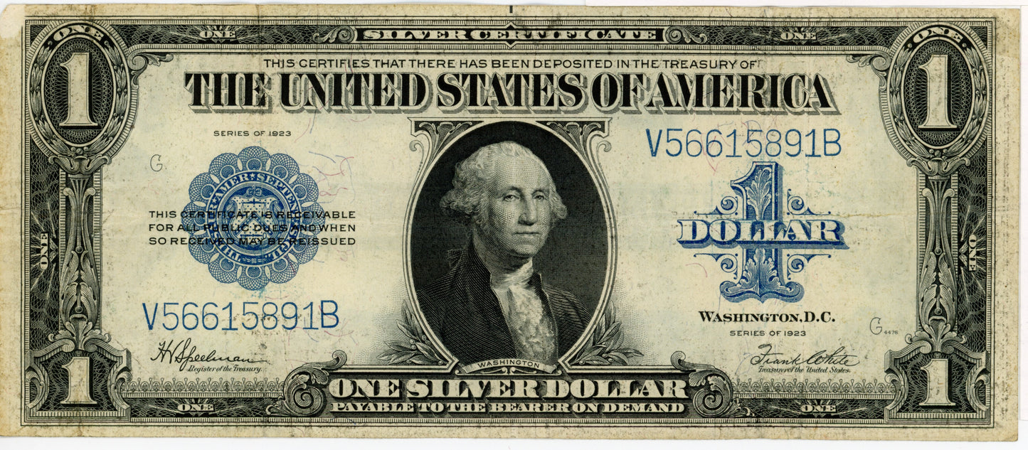 1923 $1 Dollar Bill Silver Certificate Speelman White F-237 V56615891B