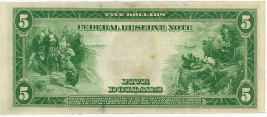 1914 $5 Dollar Bill Federal Reserve Note White Mellon F-851 B69046083D
