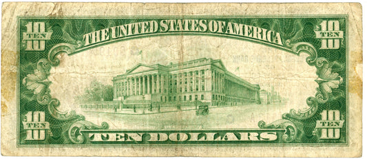 1929 $10 Dollar Bill National Currency Chicago F-1860G G01954513A