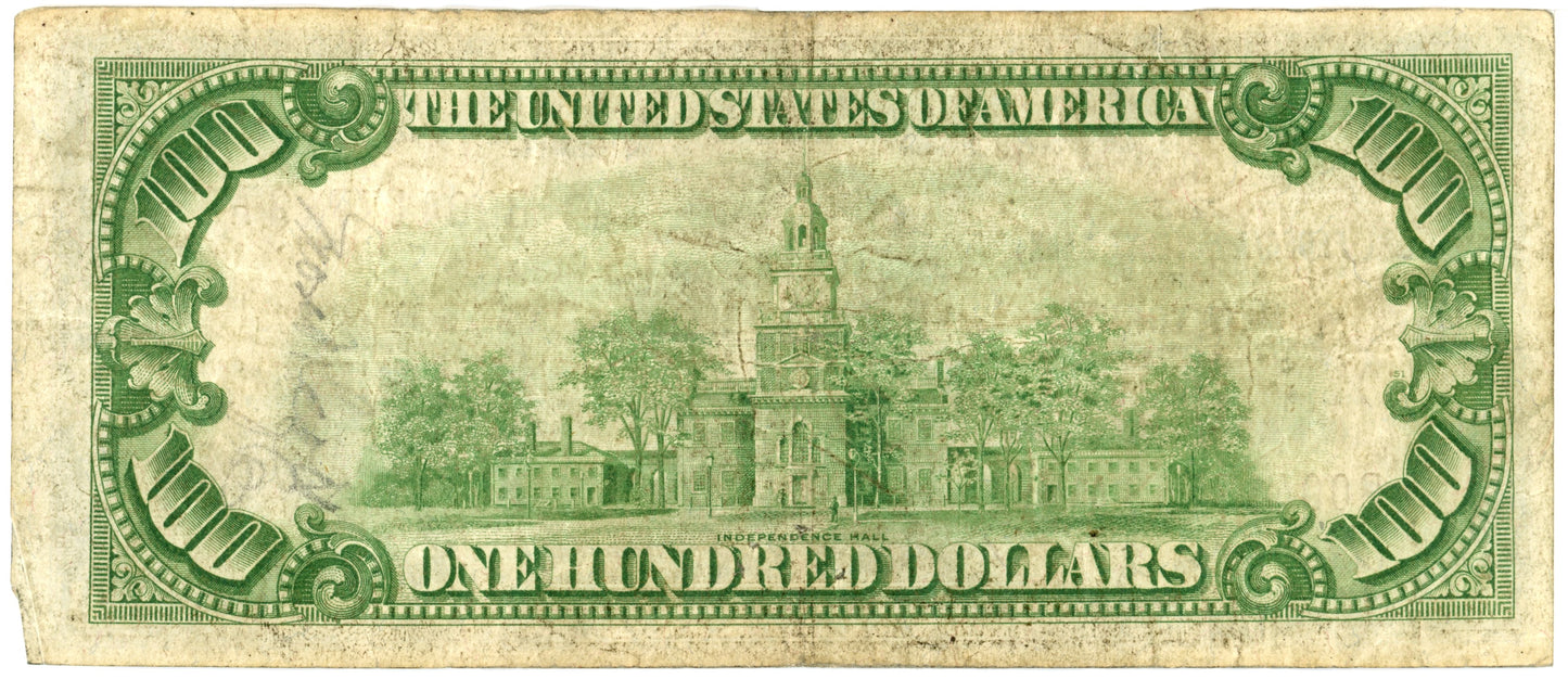 1929 $100 Dollar Bill Federal Reserve Note New York F-1890B B00417743A