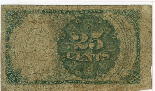 1874 Fifth Issue Fractional 25 Cent Currency Note F-1308 Long Thin Key (L)