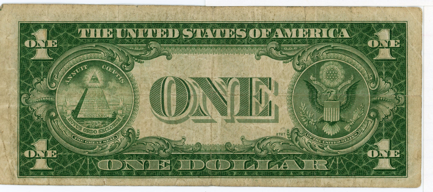 1935 A $1 Dollar Bill Silver Certificate F-2306 Yellow Seal for North Africa B52142698C