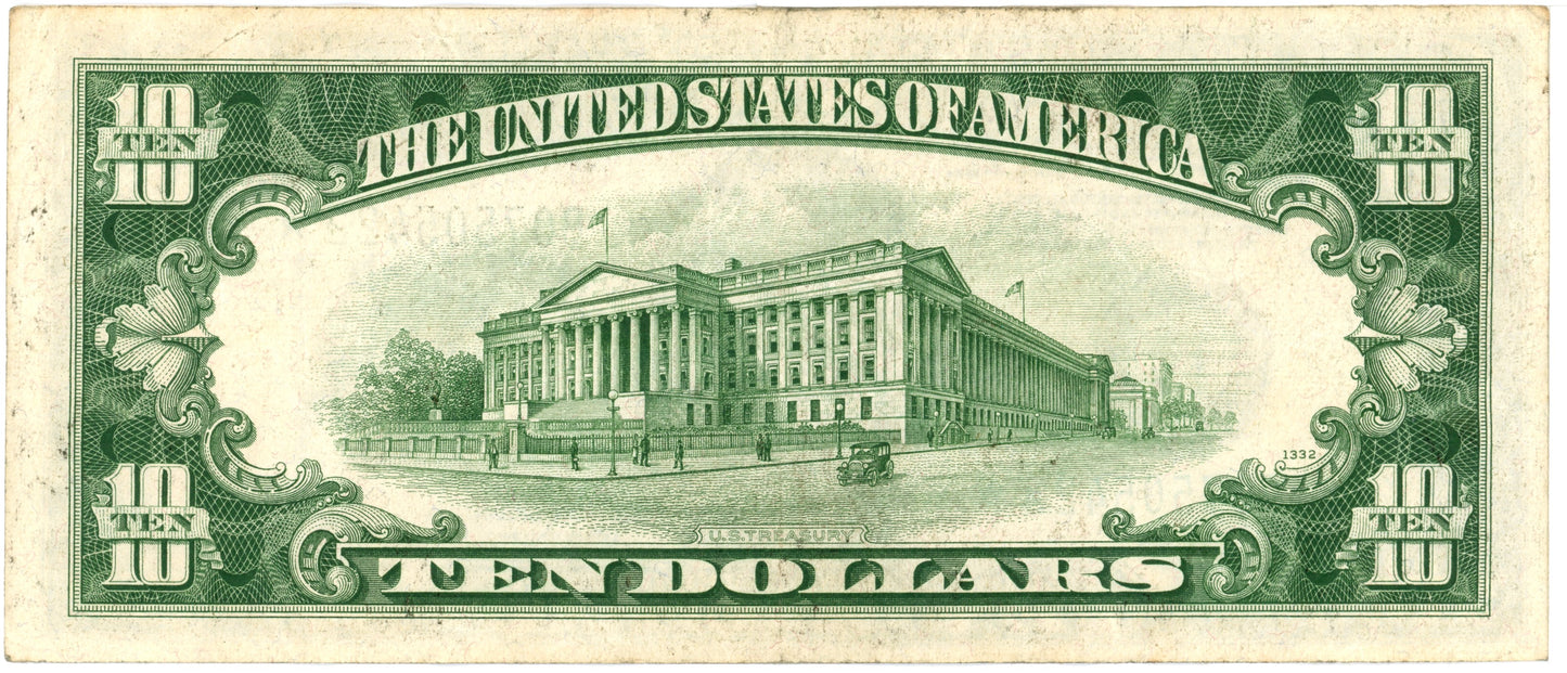 1934 C $10 Dollar Bill Federal Reserve Note F-2008B* Julian Snyder B07505422*