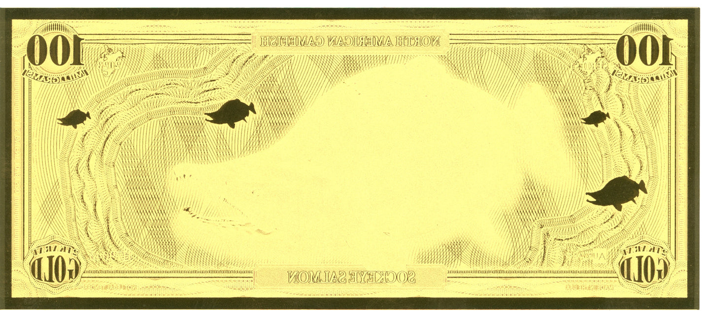 2023 North American Game Fish - Sockeye Salmon 100 mg Gold Foil Aurum Note #H79045