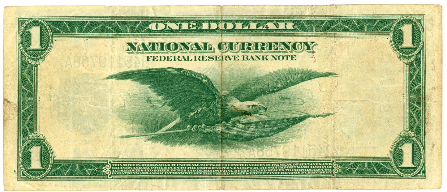 1918 $1 Dollar Bill Fed Rsrve Bank Note New York F-712 B45119758A