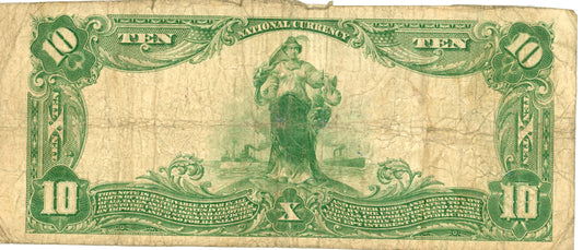 1902 $10 Dollar Bill Natl Bank Note F-626 Wytheville 15659