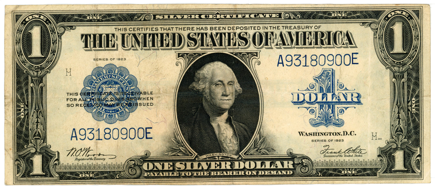 1923 $1 Dollar Bill Silver Certificate F-238 A93180900E