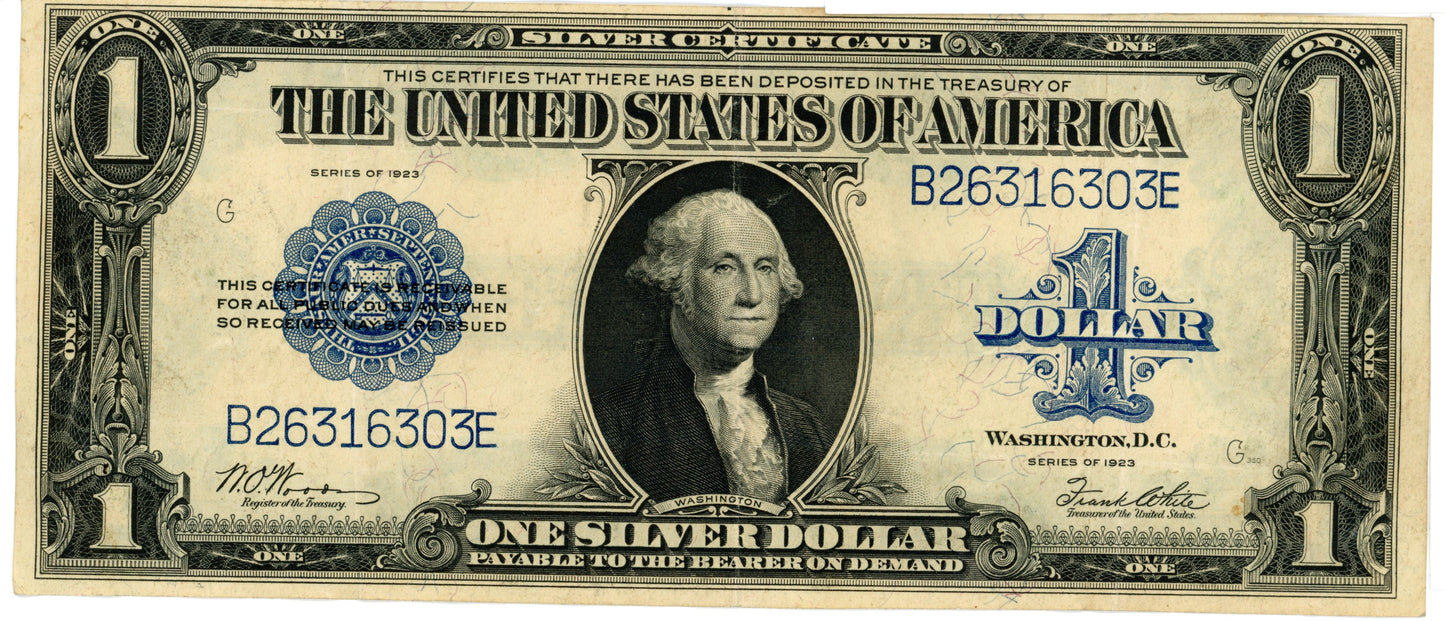 1923 $1 Dollar Bill Silver Certificate F-238 B26316303E
