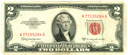 1953 C $2 Dollar Bill Legal Tender Granahan Dillon F-1512 A77155264A