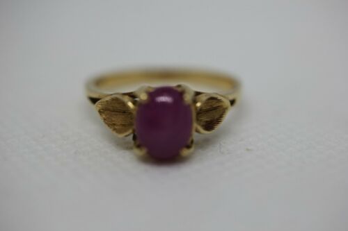 14k Yellow Gold Purple Pink Star Sapphire Ring - Sz 6.25