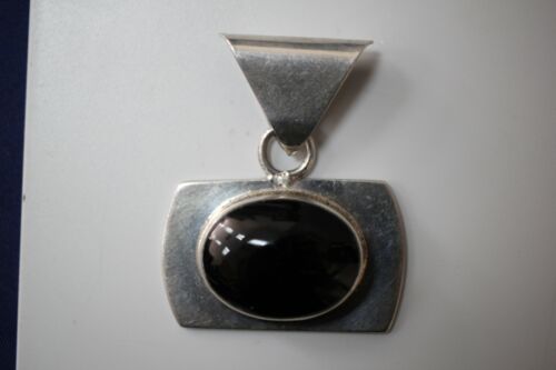 Vintage Mexico TZ-13 Sterling Silver 925 Black Onyx Pendant