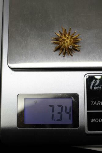 18K Gold and Diamond Sea Urchin Brooch Pin - Signed KI