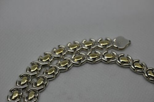 Sterling Silver 925 Milor Italy X O Two Tone Reversible Hollow Necklace - 18 in