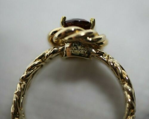 Red Garnet Byzantine 10k Yellow Gold Hollow Ring 1.40ctw - Size 6.75