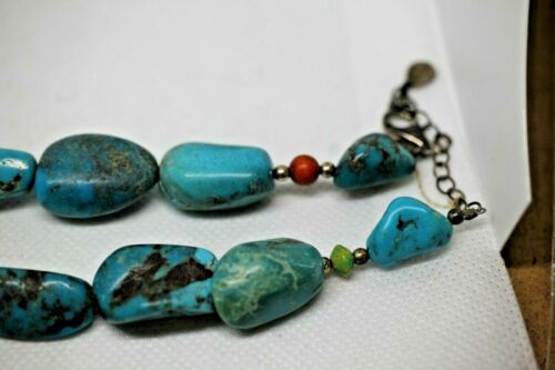 Barse Thai Sterling Silver Chunky Turquoise & Multicolor Stone Pendant Necklace