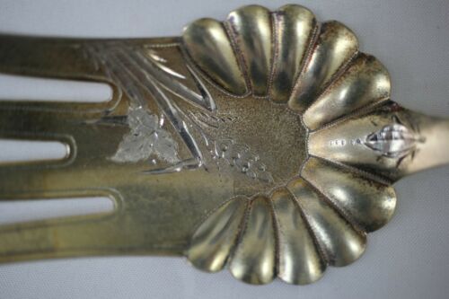 Wood & Hughes Engraved #1 Sterling Silver Salad Serving Fork Gold Wash - No Mono