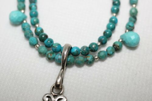 Barse Thai Sterling Silver Turquoise Bead Scroll Dangle Necklace and Earrings