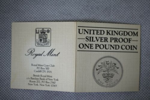 1984 One Pound Sterling Silver Proof in Original Box & COA