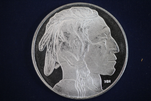 1 oz .999 Highland Mint HM Buffalo Indian Head Design Silver Round