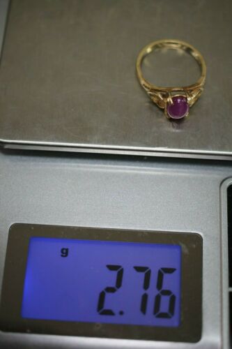 14k Yellow Gold Purple Pink Star Sapphire Ring - Sz 6.25