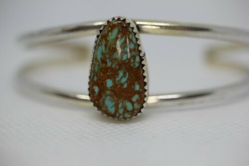Navajo M. Otero Turquoise Sterling Cuff Bracelet - ~6.5 inch