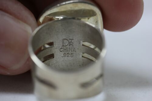 Dominique Dinouart Designs DDD Hammered Sterling Silver 925 Malachite Ring Sz 7