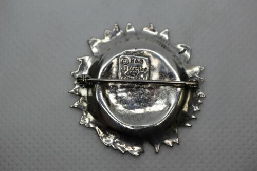 Vintage Sterling Silver Sun Flower Brooch / Pin signed H & H deMatteo GLV