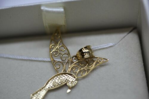 14k Yellow Gold Filigree Hummingbird Pendant - Honolulu Jewelry Company