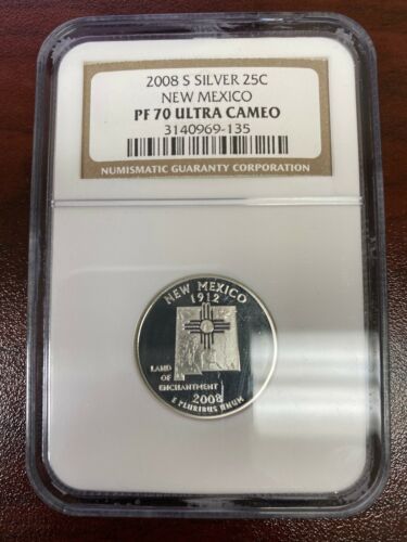 2008 S Silver 25 C New Mexico Pf 70 Ucam NGC